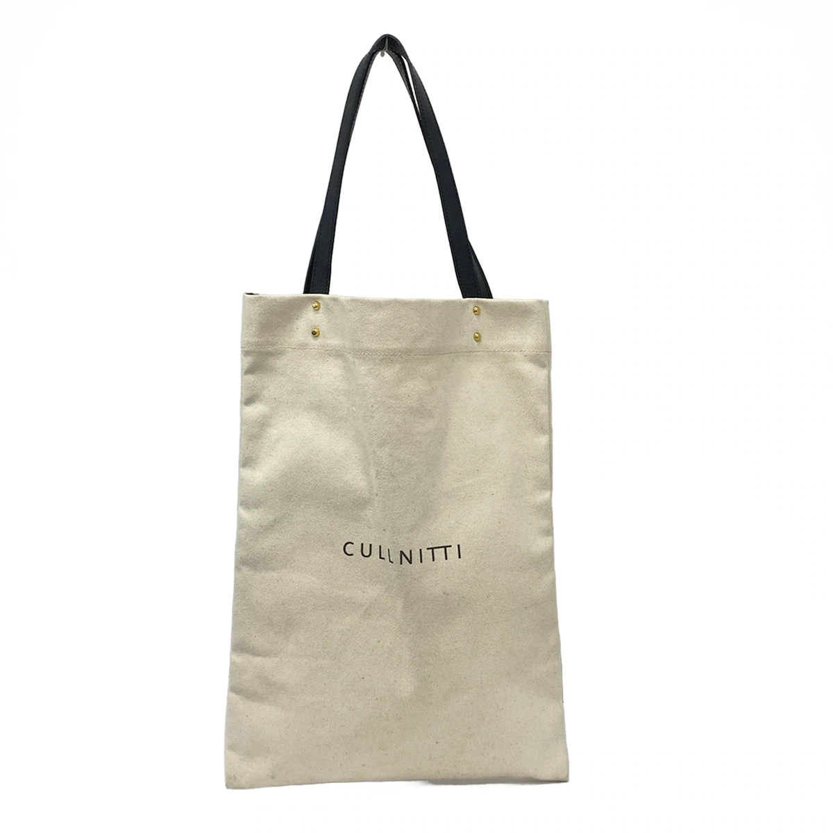 CULLNI – Cream Black Canvas Leather Tote Bag