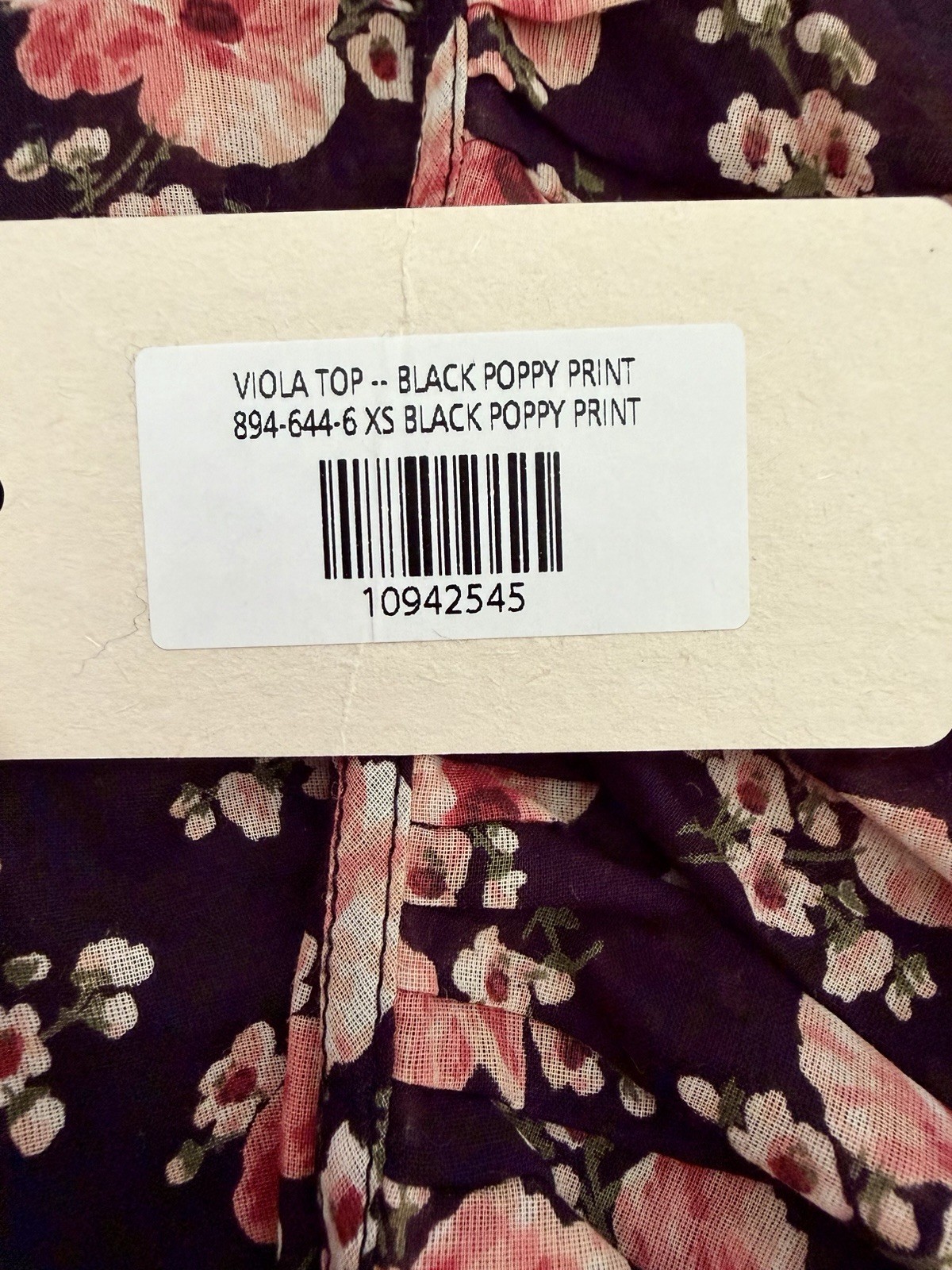 NWT Doen Viola Top in Black Poppy XS
