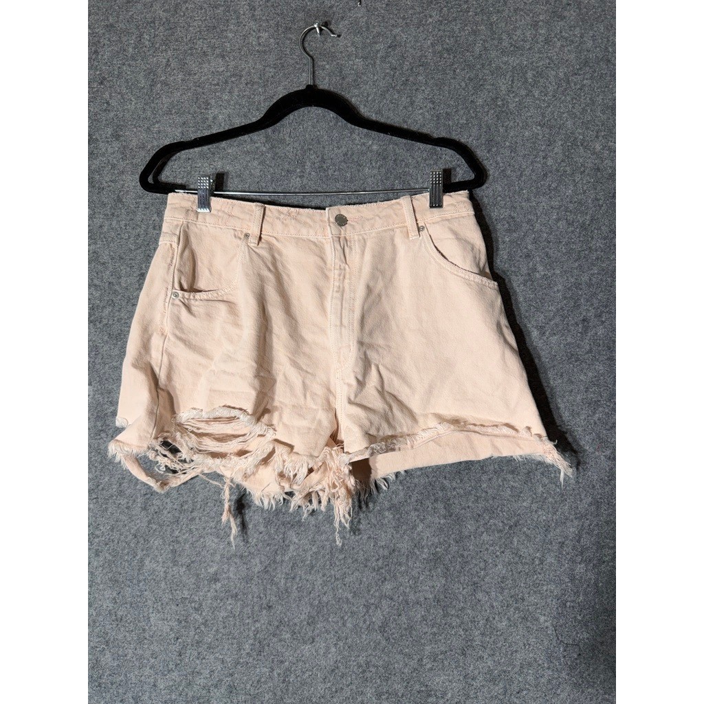 Rolla’s Dusters High Rise Slim Distressed Denim Shorts Pink Peach Size 32 14