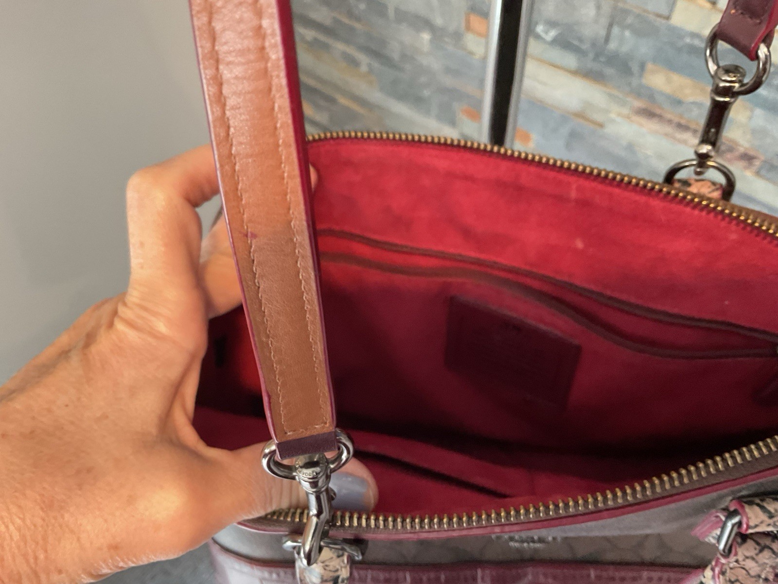 COACH Sierra Stachel With Snake Skin Look Trim Crossbody/hand