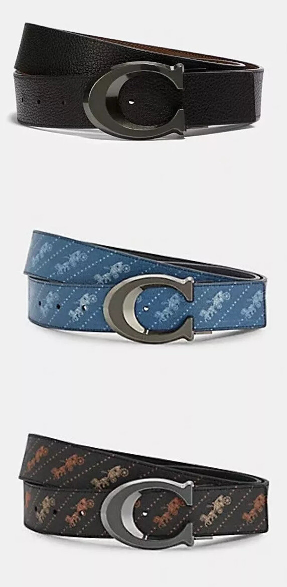 NWT Coach Sculpted Signature Buckle Cut To Size Reversible Belt , 38 Mm