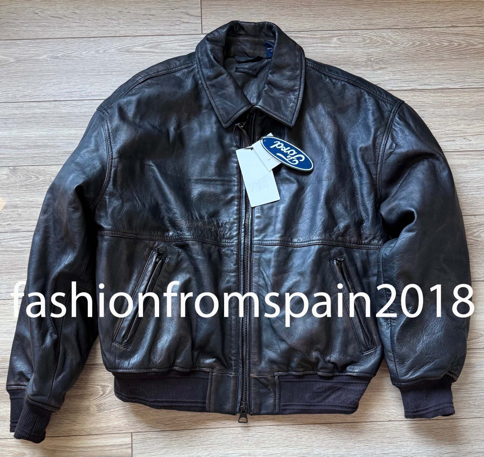 ZARA NEW MAN FORD © LEATHER BOMBER JACKET BROWN S-XL 5388/900/700