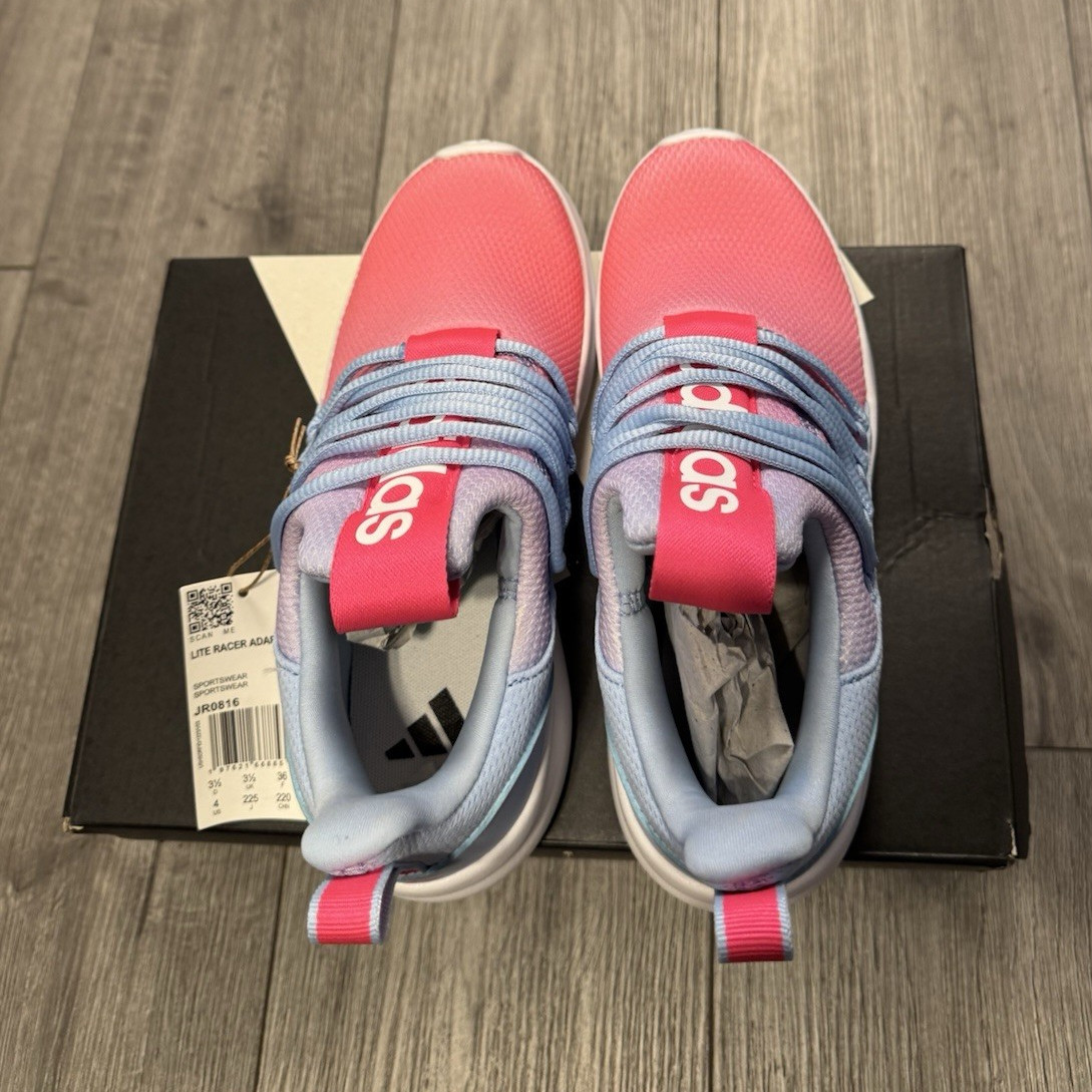 adidas Lite Racer Adapt 7.0 K Slip-On Sneakers Pink/Blue/White US 4 M JR0816
