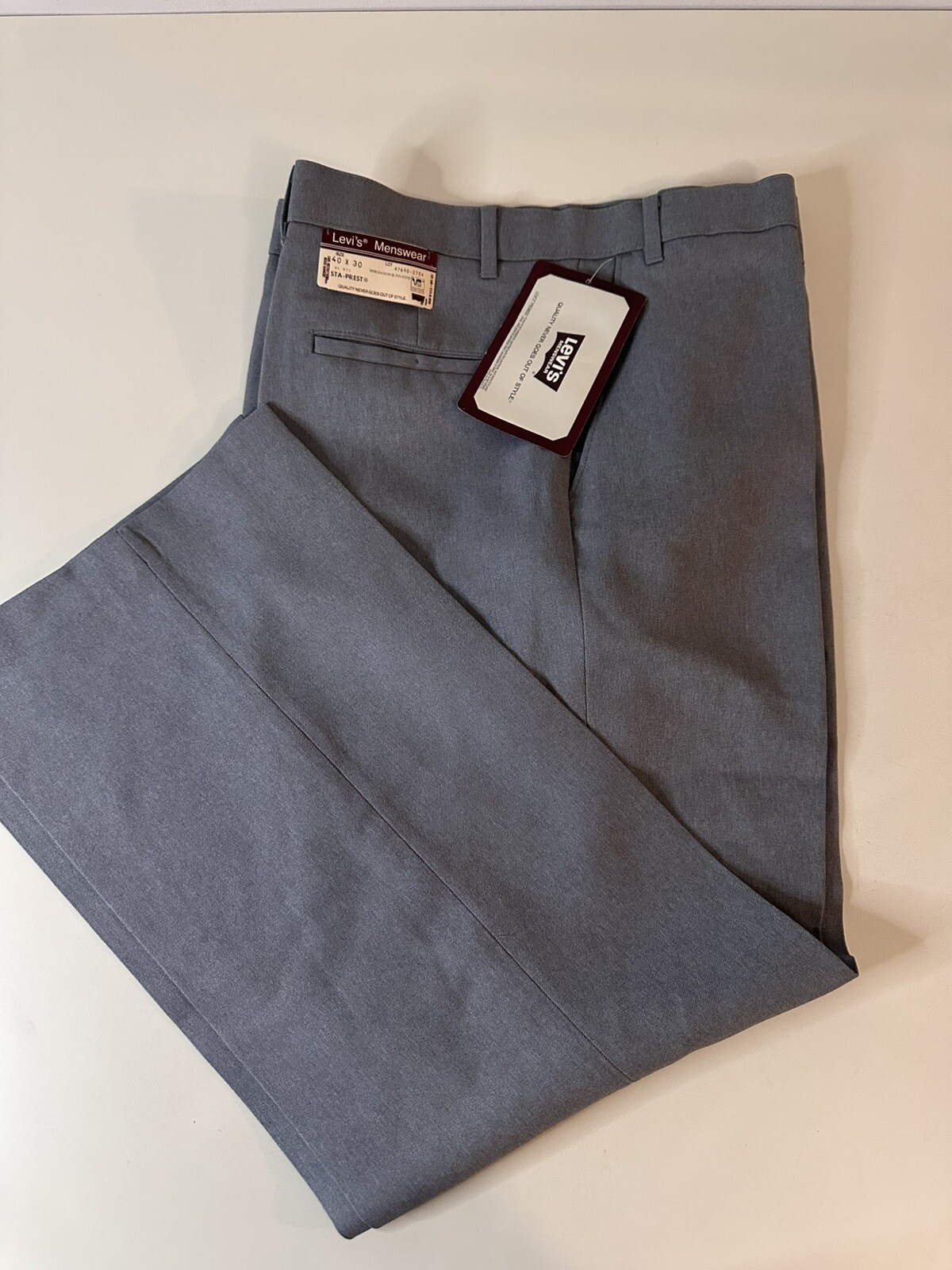 Vintage Levi’s Action Slacks Sta-Prest Gray Size 40×30 Made In USA