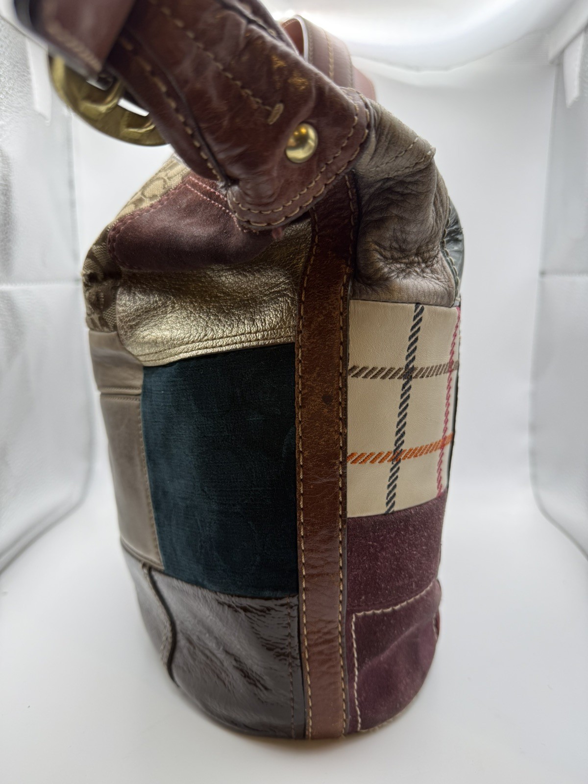 Coach Bleecker 11356 Patchwork Multicolor Bucket Shoulder Bag