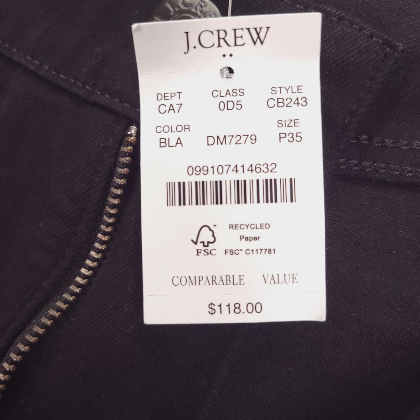 J CREW Factory Jean Womens Size 35P High Rise Flare Crop Black Stretch Denim NEW