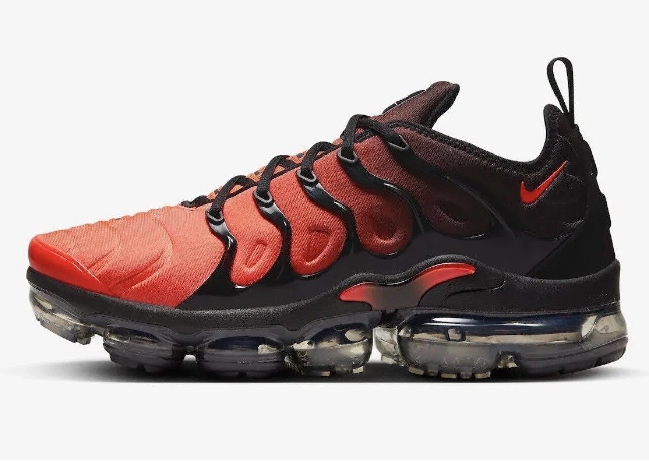 Nike Air VaporMax Plus Black Crimson Gradient Sneakers DZ4857-001 Mens Size