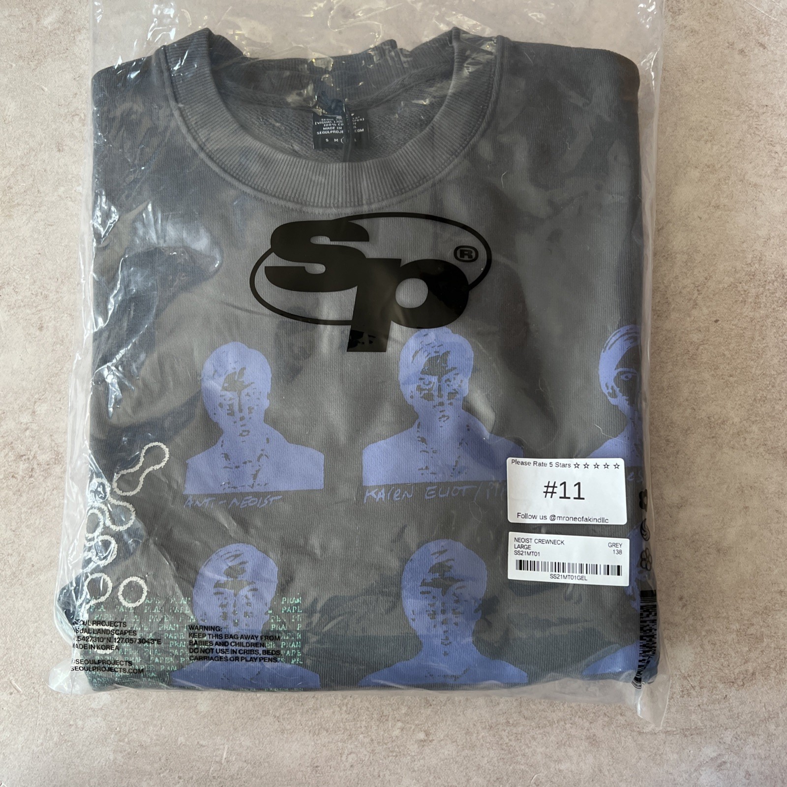 Seoul Projects Lg Men’s Sweatshirt. Heavyweight. Grey Oversized Boxy $138