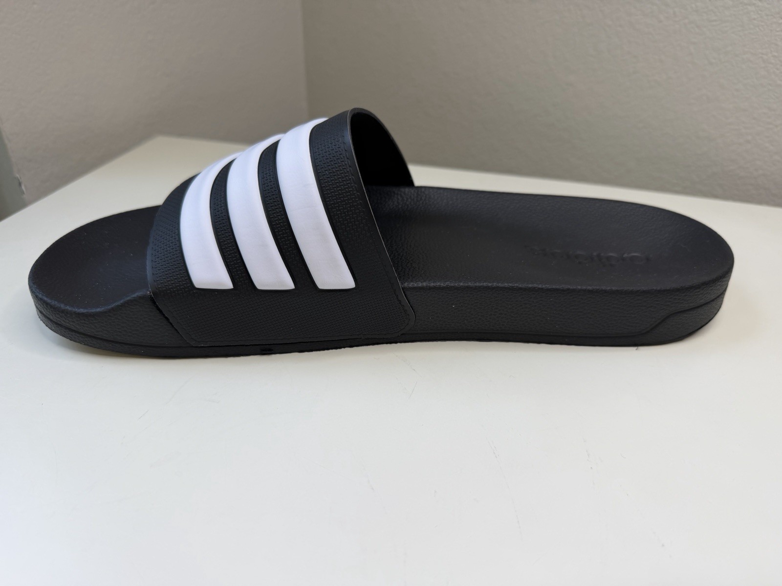 Adidas Adilette Shower Slides Black White Men’s Size 12 NWT