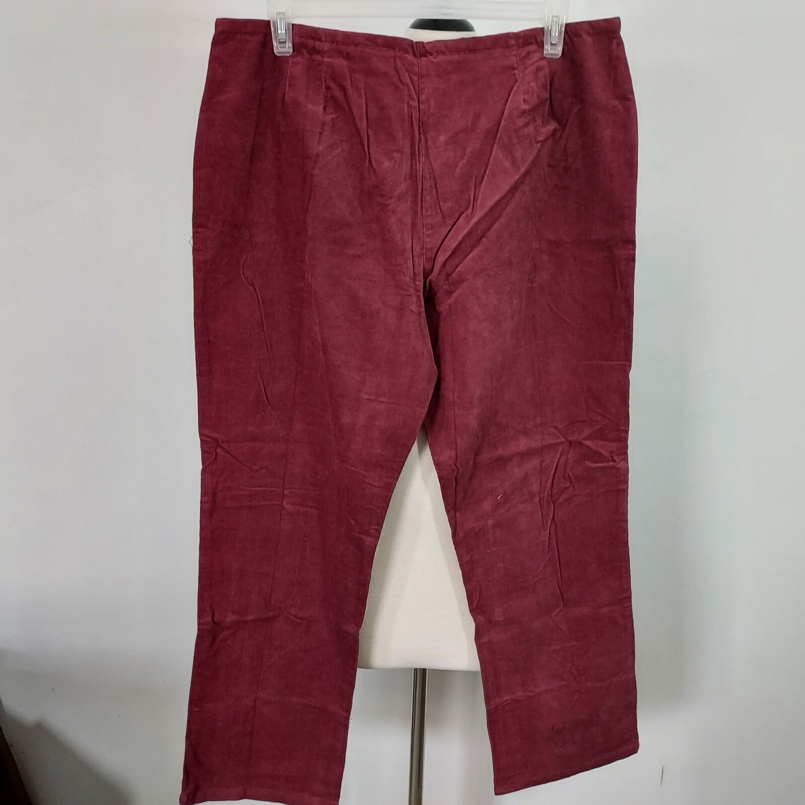 Blair Pants Burgundy Corduroy Stretch Women Size 20 Zipper Front Pockets 38×30