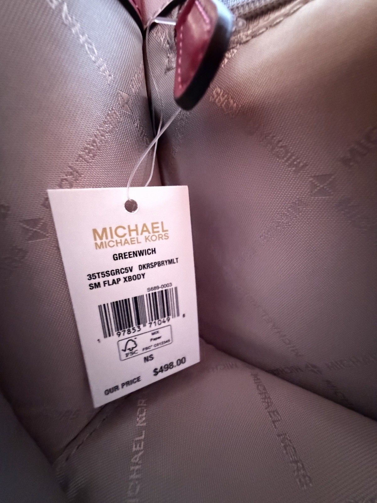 Michael Kors Greenwich SM Convertible Shoulder Flap Bag MK Dark Raspberry Multi