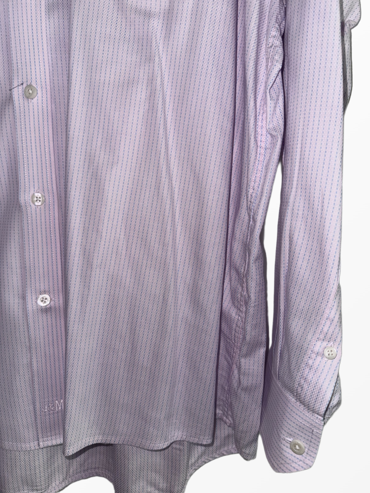 JOHNSTON & MURPHY XL SHIRT GEOMETRIC PURPLE WHITE CONTRAST CUFF UPSCALE CASUAL