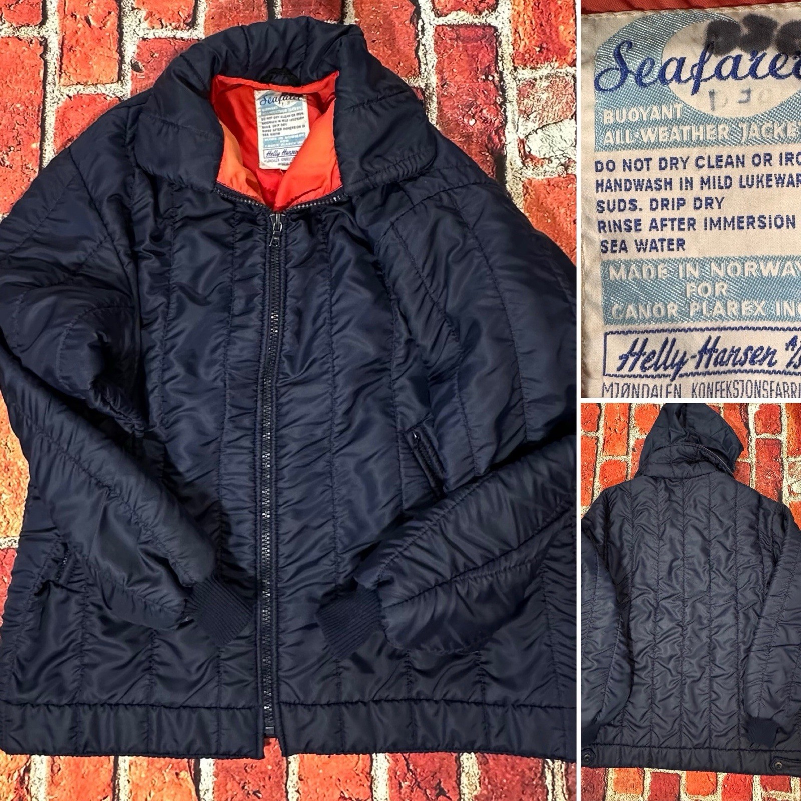 HELLY HANSEN SAILING JACKET SIZE LARGE 1960s 1970s SEAFARER NAVY VINTAGE COAT