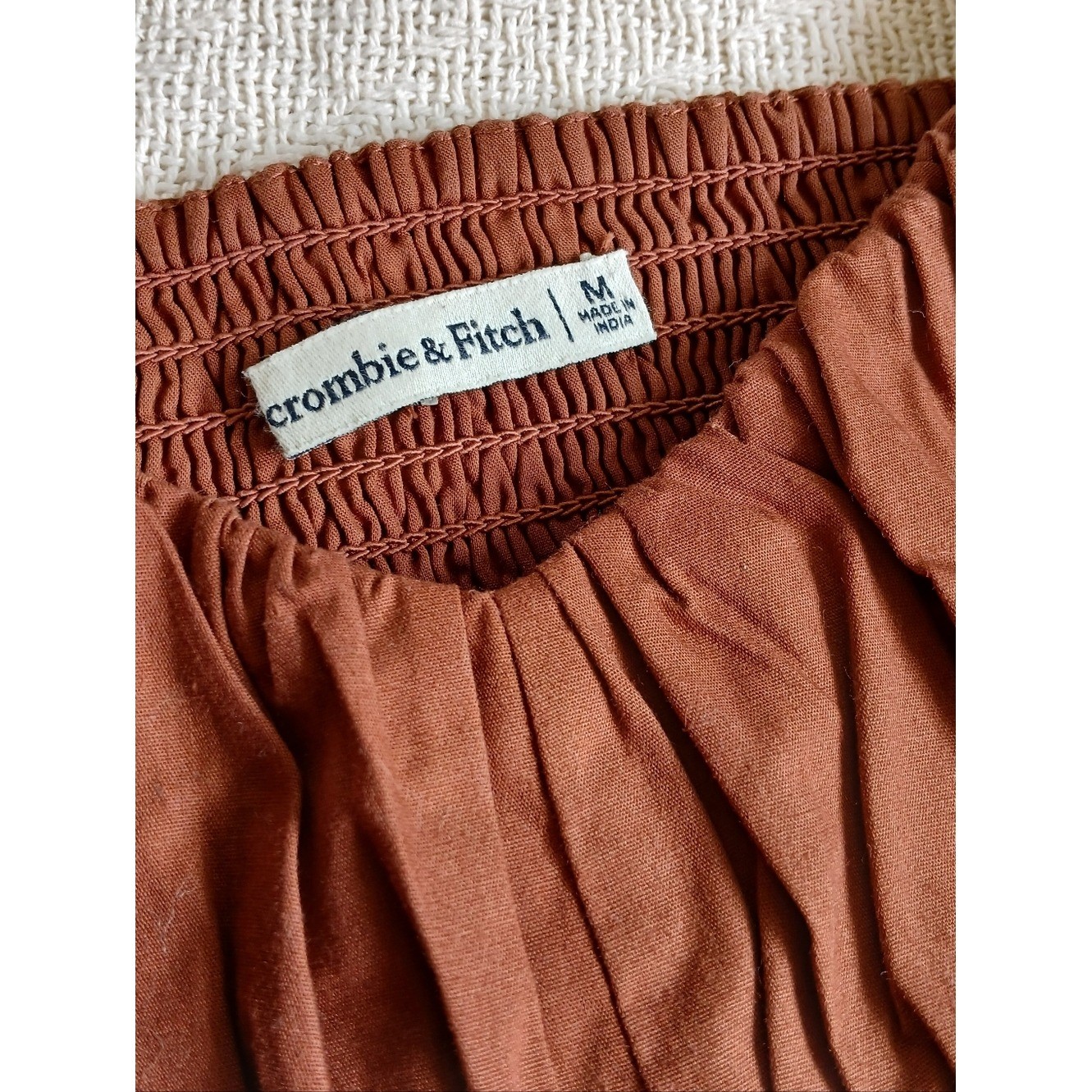 a&f cotton poplin ruffle top medium milkmaid earty rustic peasant fairy festiv