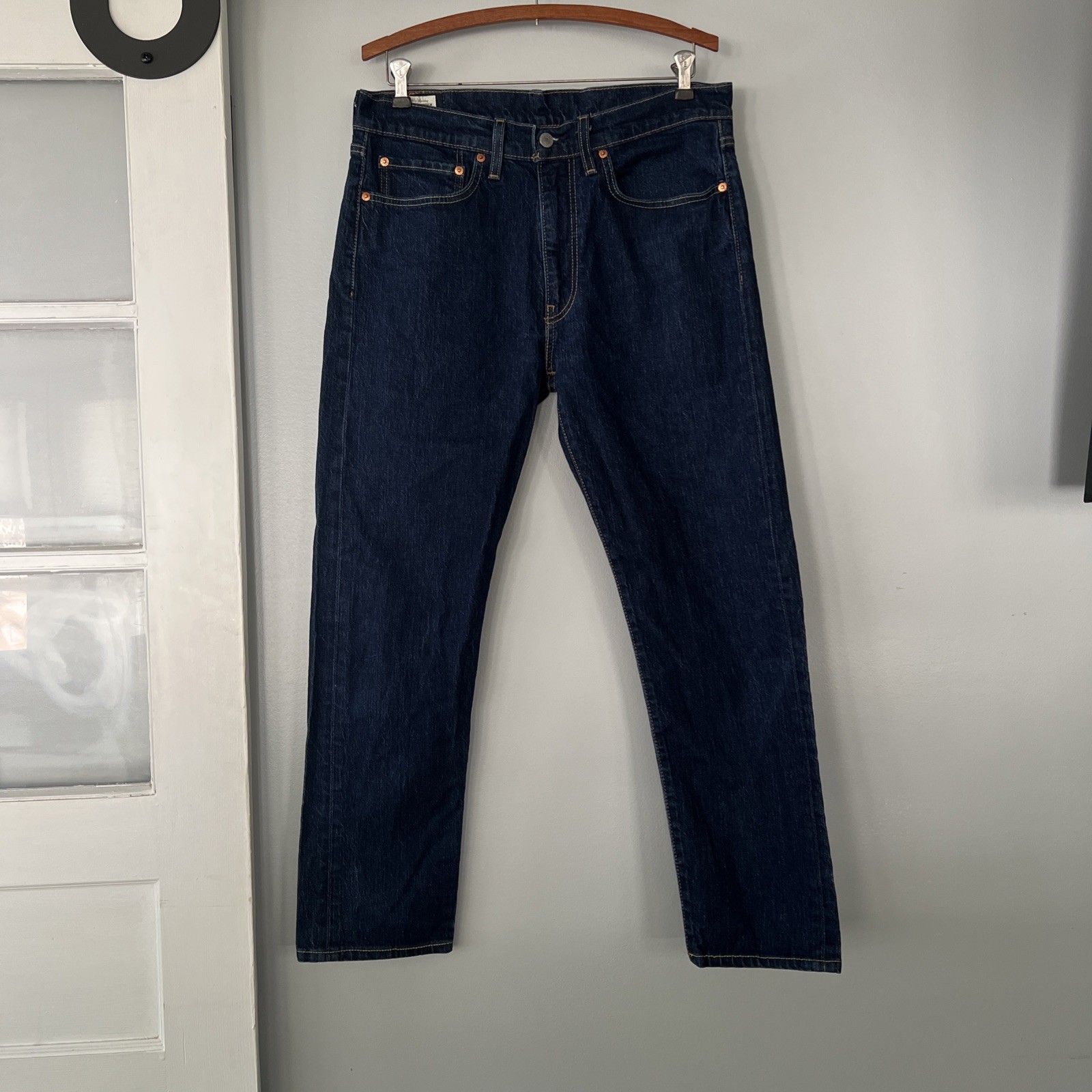 LEVI’S 502 Taper Premium Big E Selvedge Jeans Blue Denim Men’s 34×32 EUC