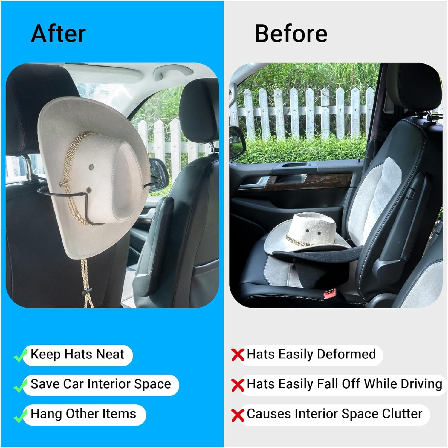 Cowboy Hat Holder for SUV and Car – Maintain Hat Shape – Truck Accessories
