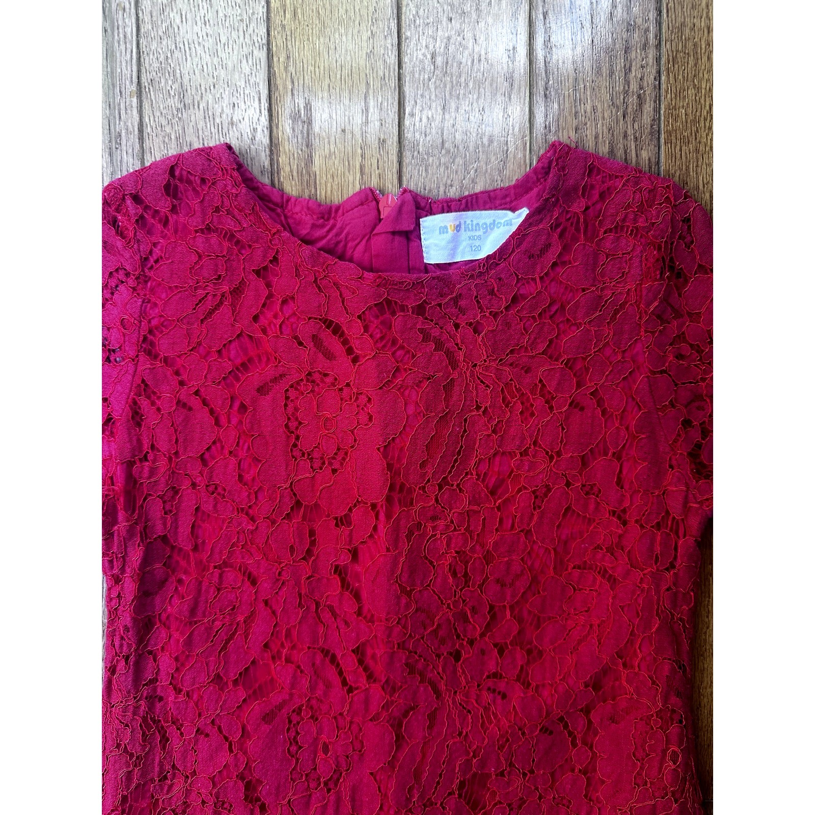 Mud Kingdom Girls Dress Red Lace dress size 5 *Brand size chart in photos