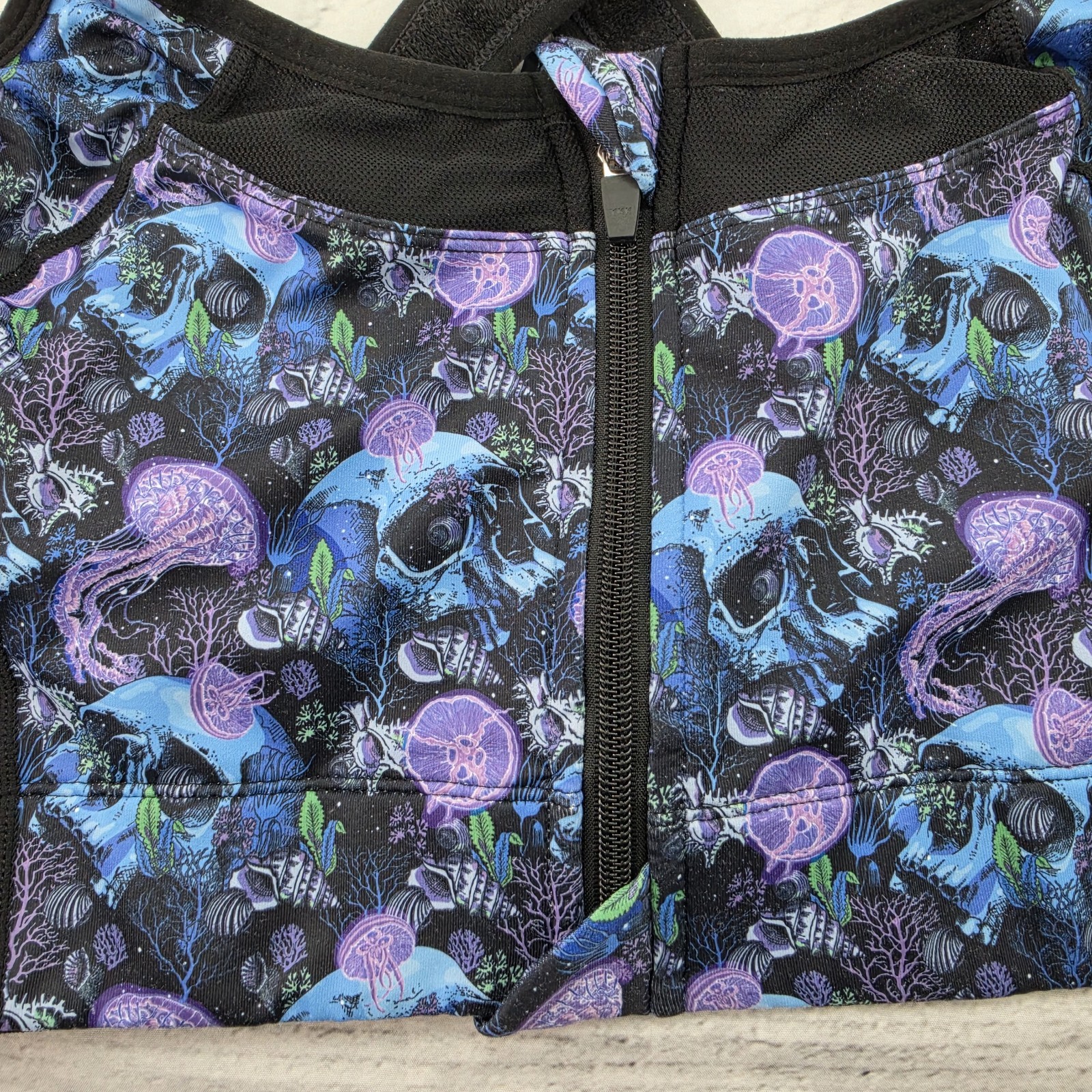 Constantly Varied Gear Sports Bra Skulls Jellyfish Multicolor Zip Up Large