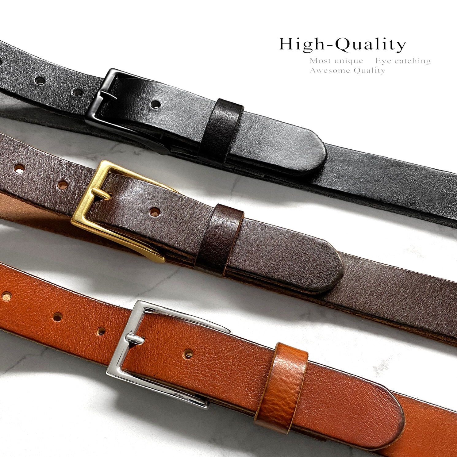Full Grain Genuine Leather One Piece Casual Dress Belt 1-1/8″ (30mm) wide