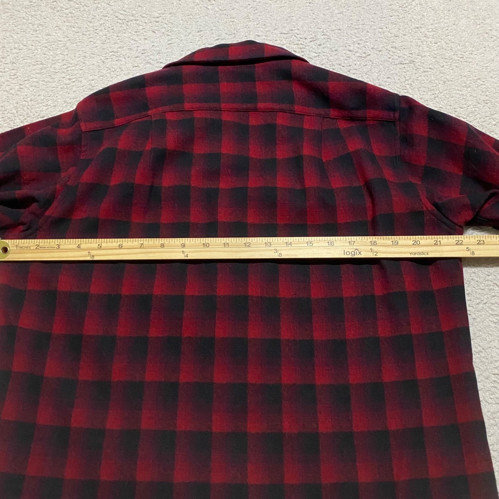 Pendleton Mens Medium Board Shirt Red Plaid Button Front Elbow Patches Wool