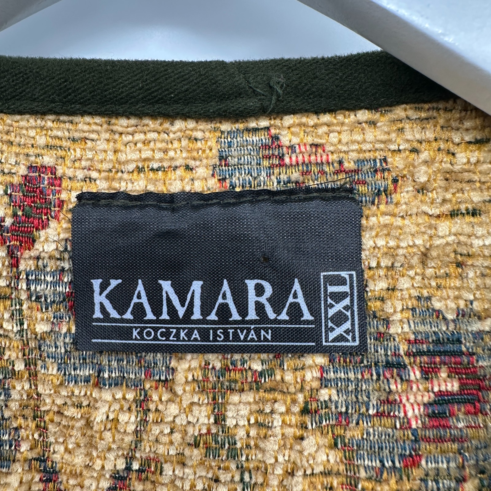 Vintage Tapestry Jacket Blazer Size L XL Lined Elephant Earthy Textured Hungary