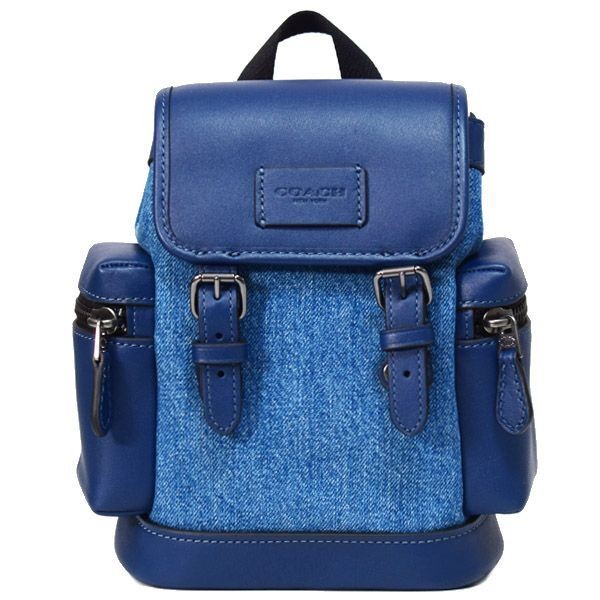 Coach Bag COACH Denim Leather Sling Sprint Small Logo Flap Backpack One Shoulder