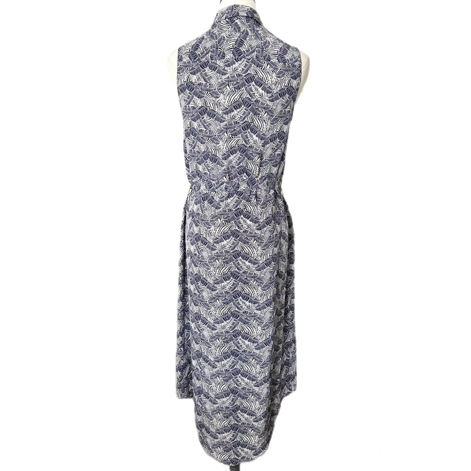 Equipment Tegan Print Silk Shirt Midi Dress in Blue Size Small