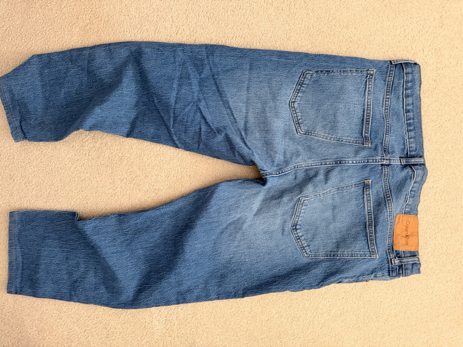 Calvin Klein Mens Blue Jeans 36 x 30 Straight Fit Stretch Denim