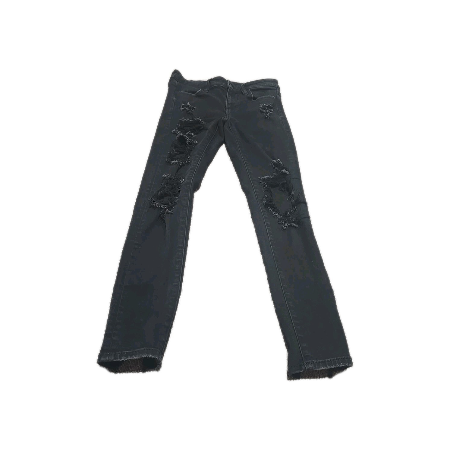 American Eagle Black Distressed Jeggings Womens Size 2 Skinny Jeans Stretch