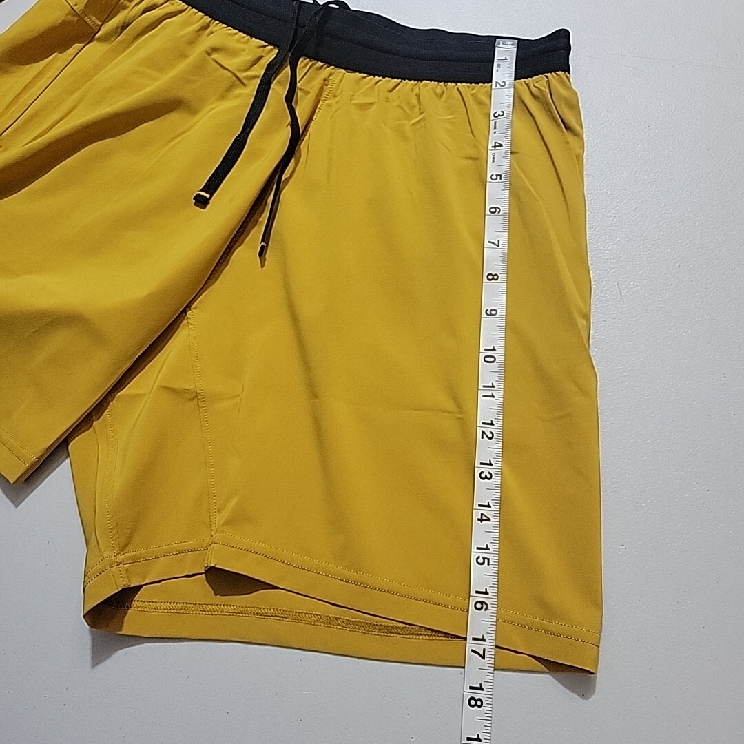 BONOBOS Mustard Yellow Poly Blend Drawstring Shorts 7.5″ Inseam Sz L New No Tags