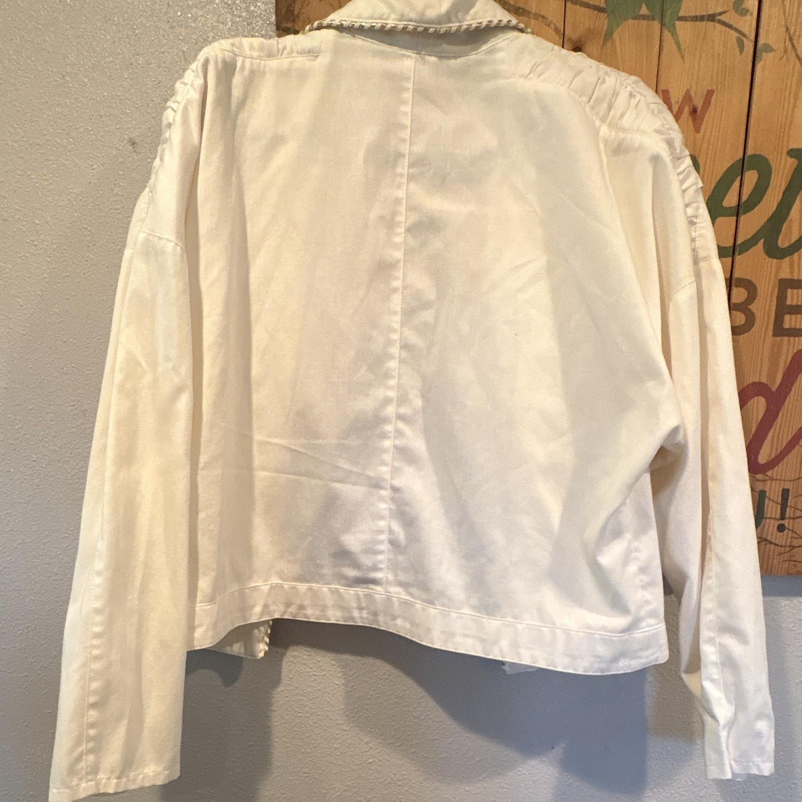 Vintage Marie St. Monet Women’s White Open-Front Collared Cropped Jacket