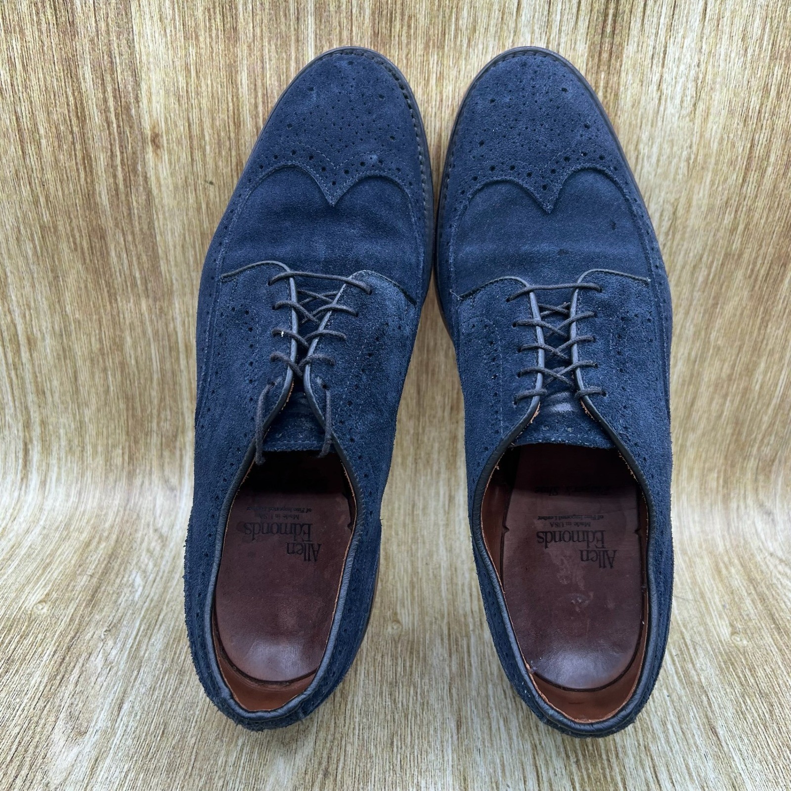 Allen Edmonds Player’s Shoe Men’s Size 9 D Navy Suede Wingtip Oxford Dress Shoes