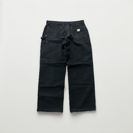 VintageCarhartt B01-BLK Men’s 38×30 Black Cotton Canvas Loose Fit Work Pants USA