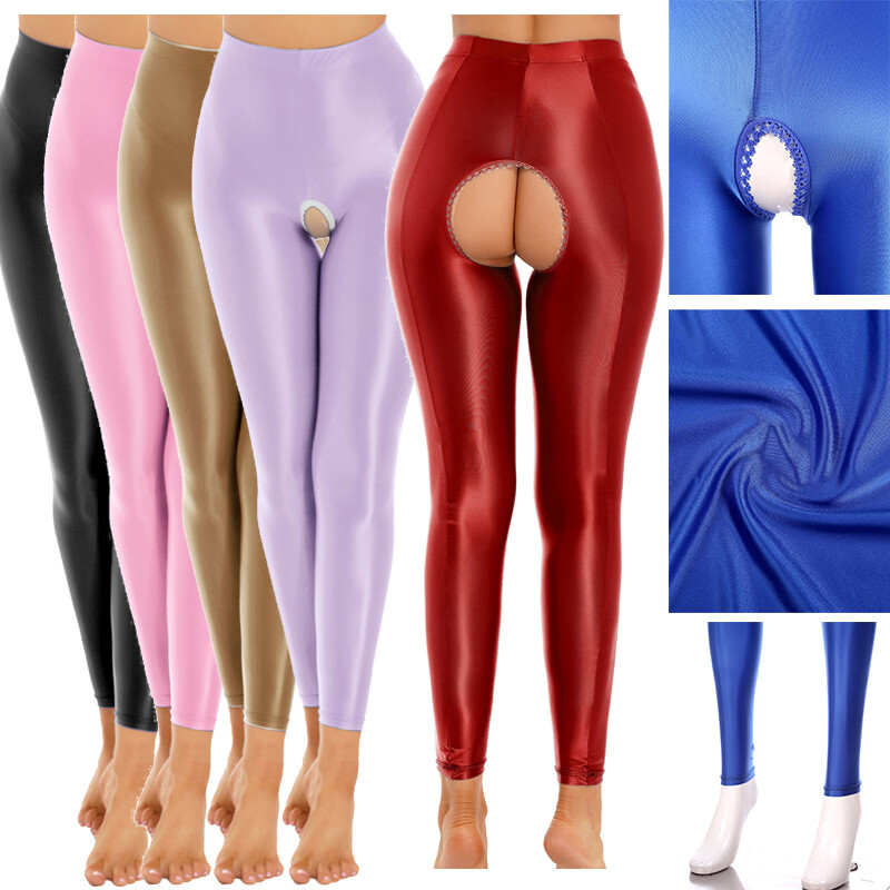 Womens Pantyhose Workout Trousers Elastic Waistband Pants Solid Color Clubwear