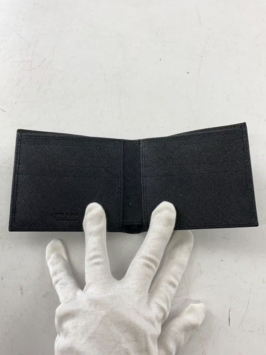 PRADA Saffiano Leather Bifold Wallet Leather BLK Solid Men 2MO513