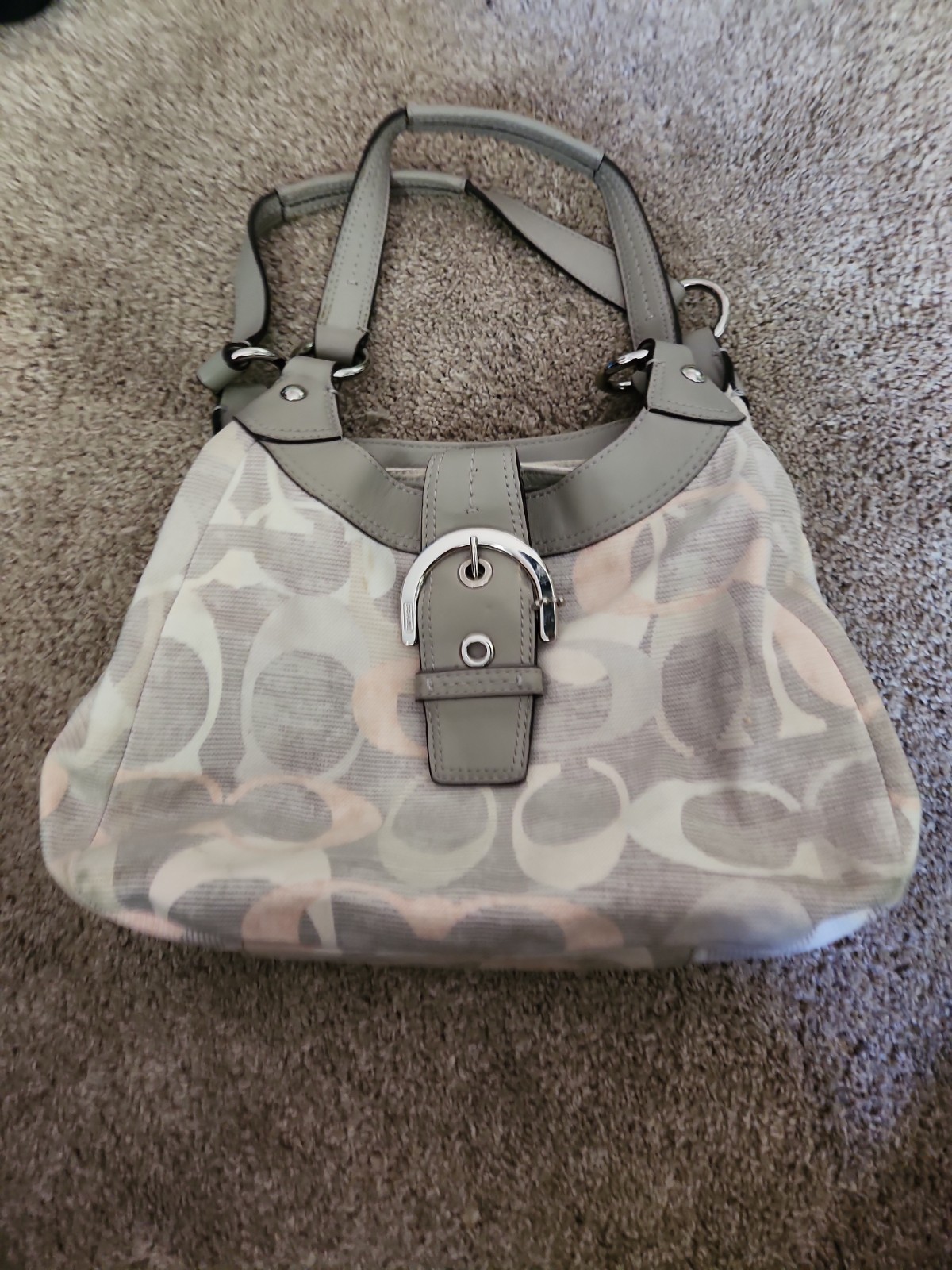 Coach MEDIUM F19193 Vintage Soho Lynn Gray Multicolor Signature C Canvas Hobo
