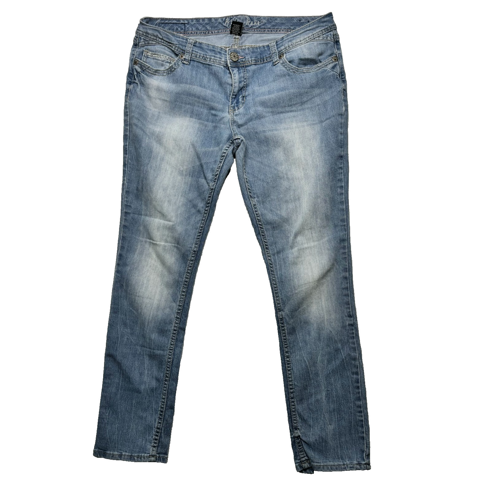 Ariya Jeans Girl 15 X 16 Blue Denim Cotton Stretch Mid-Rise Straight Leg Zip Fly