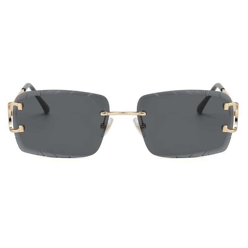USA- Big C Diamond Cut Fade Frameless Lens Gold Frame in Box