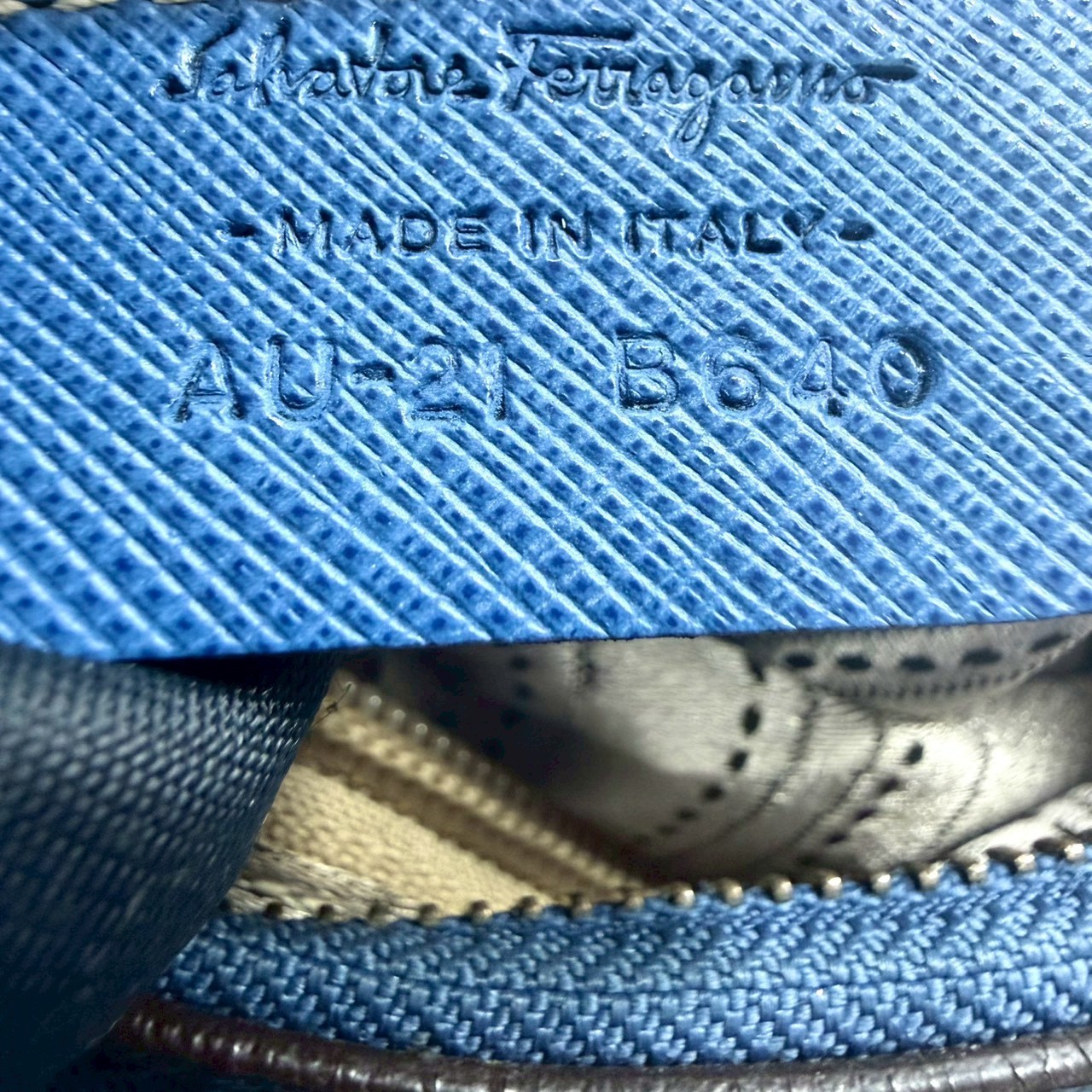 Salvatore Ferragamo Blue Saffiano Leather Hobo Shoulder Bag Gancini Italy Women