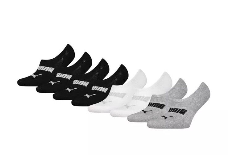 Puma Ladies Lowcut No Show Trainer Sock 8 Pack in Black/Grey/White Size 6-8