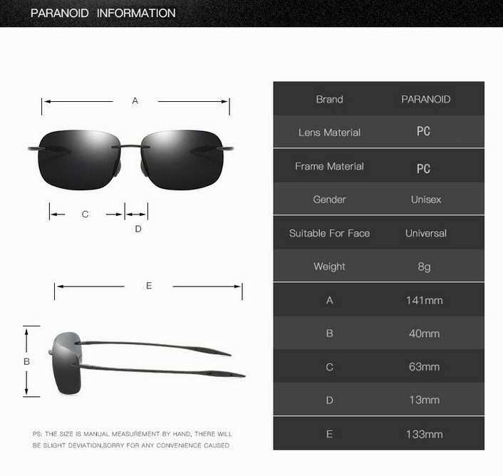 Lightweight Rimless Sport Sunglasses Men Women Driving Riding Glasses UV400