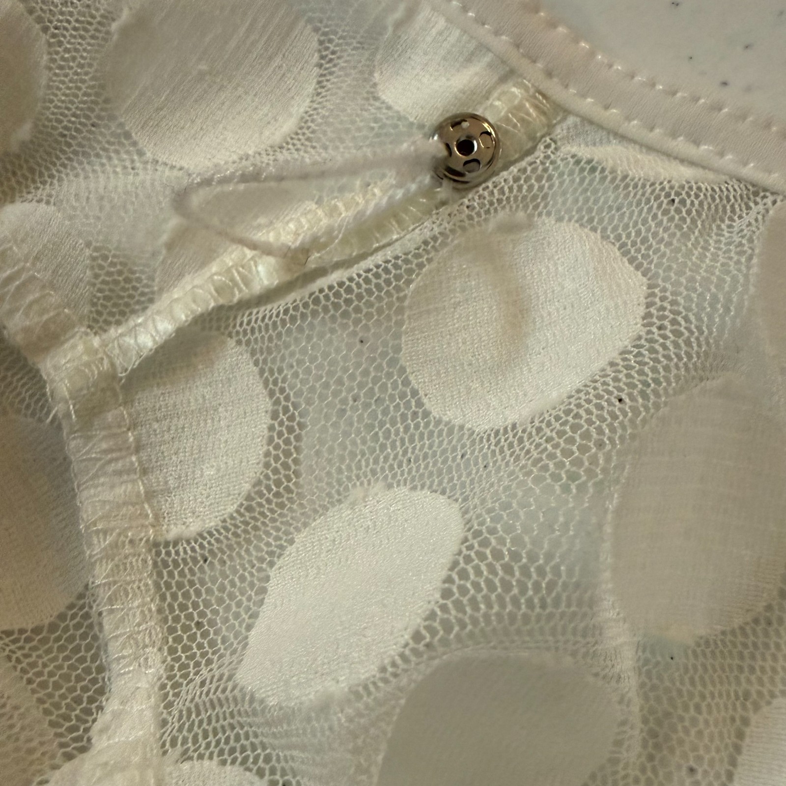 Alfani Womens White on White Polkadot Shear Blouse NWT Boho Petite Sm