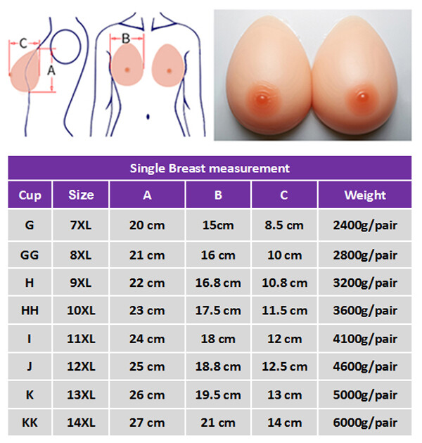 GG Cup Self Adhesive Silicone Breast Forms 8XL Fake Big Boobs Crossdresser Use