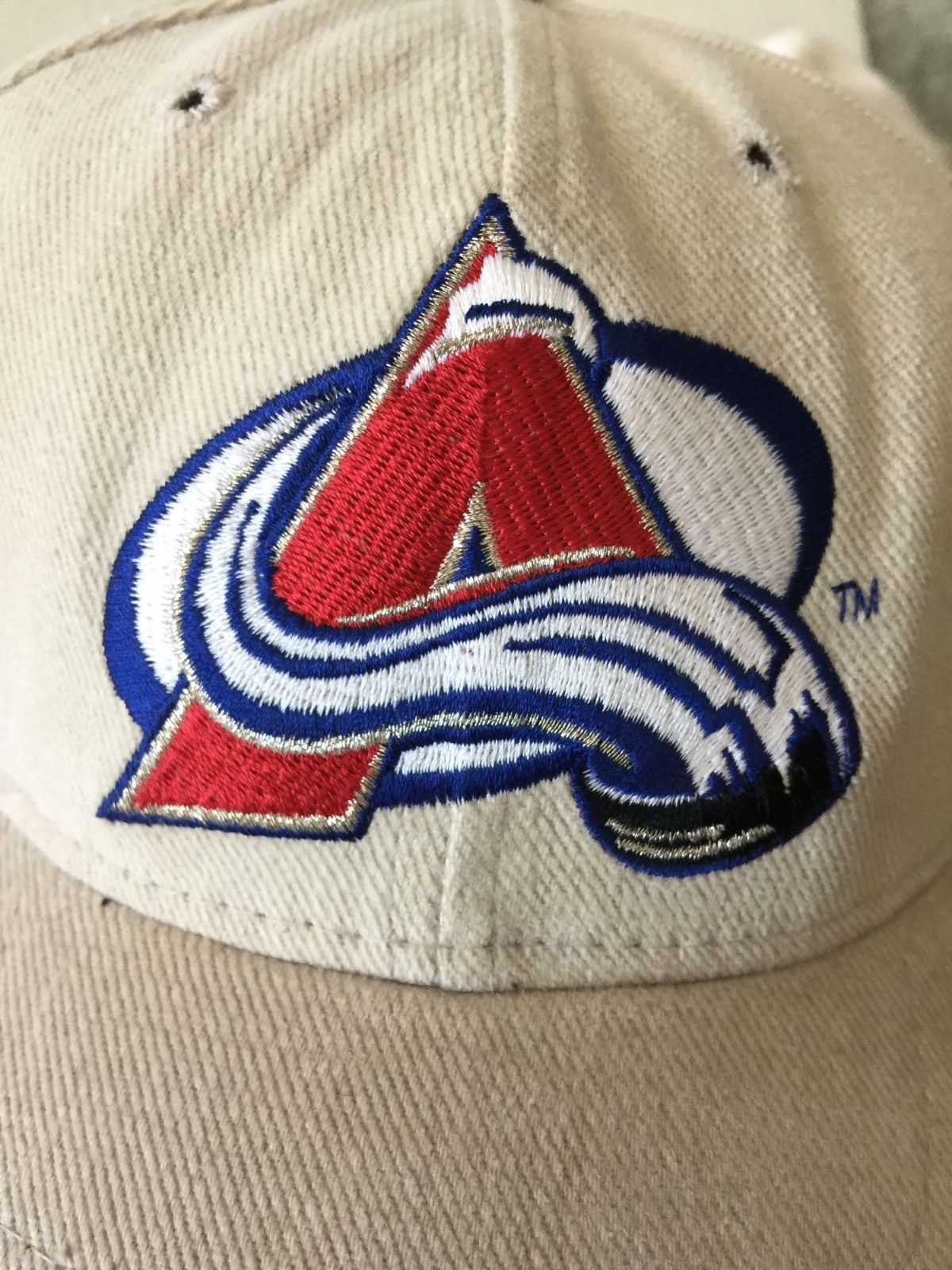 Vintage Pro-Line Pro Model Colorado Avalanche Khaki Beige Baseball Cap Hat 6 7/8
