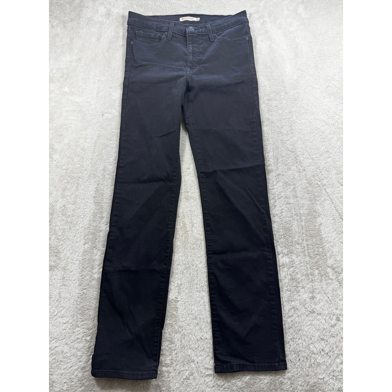 Levi’s Womens 314 Shaping Straight Mid Rise Black Denim Jeans 28 Meas: 28×13.5