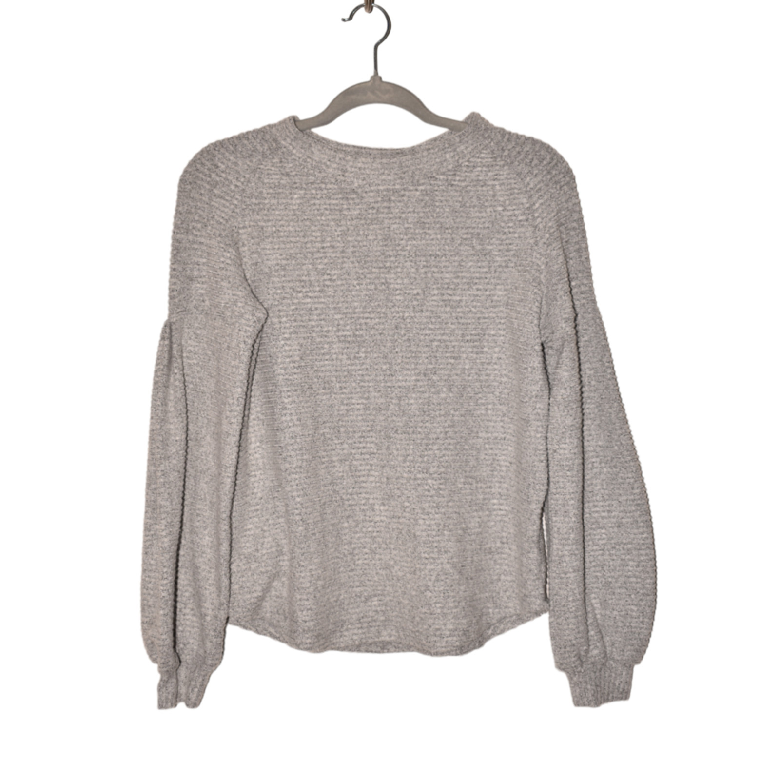 PHILOSOPHY NEW $58 Ribbed Statement Sleeve Sweater in Light Gray Heather XS
