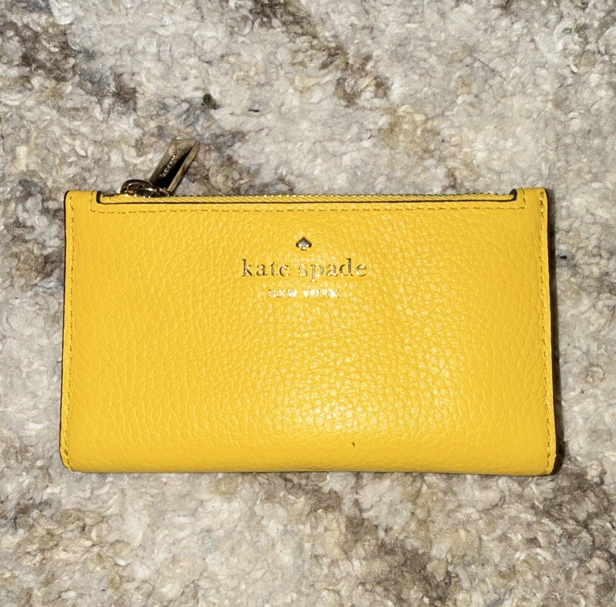 Kate Spade New York Yellow Zip Wallet for Women w/ Card Slots & ID Window