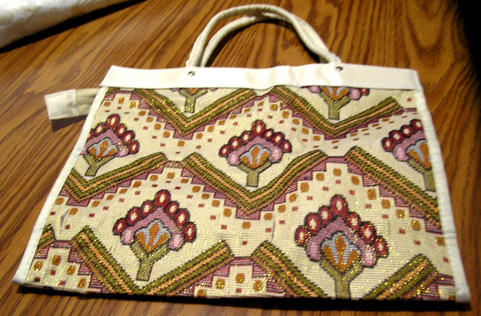 Embroidered “Jerusalem” Tapestry Tote Featuring Geometric Anatolian Patterns