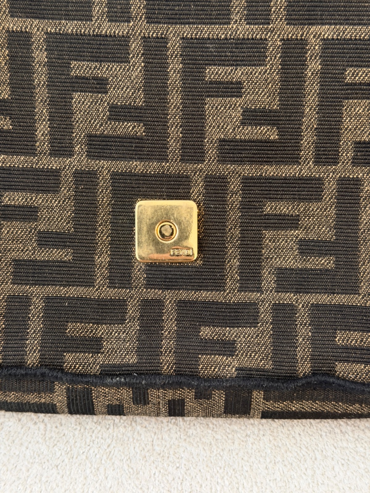 FENDI Baguette Bag – Tobacco brown FF jacquard fabric bag