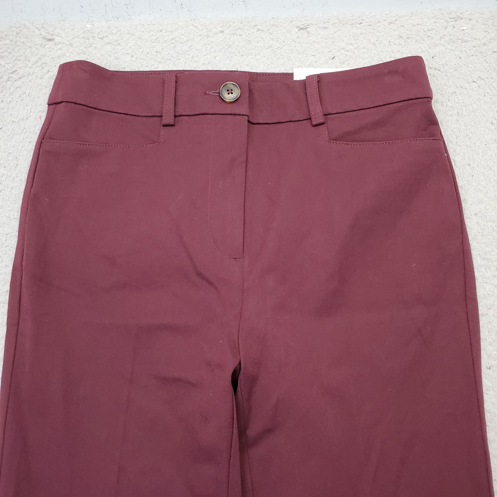 LOFT The Sutton Ankle Flare Pants Womens 2 Burgundy Stretch Regular Flat Front